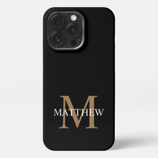 Gepersonaliseerde naam Monogram zwart iPhone Hoesje (Achterkant)