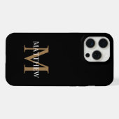 Gepersonaliseerde naam Monogram zwart iPhone Hoesje (Achterkant horizontaal)