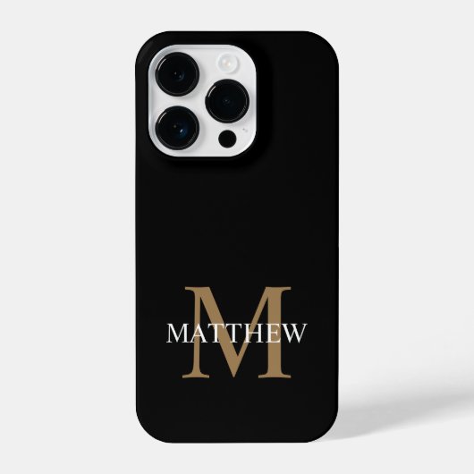 Gepersonaliseerde naam Monogram zwart iPhone Hoesje (Achterkant)