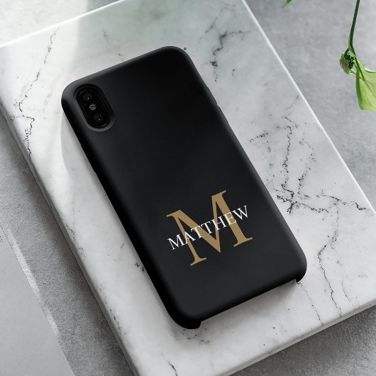 Gepersonaliseerde naam Monogram zwart iPhone Hoesje