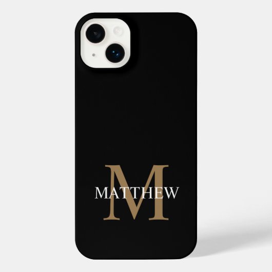 Gepersonaliseerde naam Monogram zwart iPhone Hoesje (Achterkant)