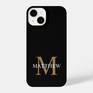 Gepersonaliseerde naam Monogram zwart iPhone 14 Hoesje