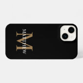 Gepersonaliseerde naam Monogram zwart iPhone Hoesje (Achterkant horizontaal)