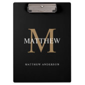 Gepersonaliseerde naam Monogram zwart Klembord (Voorkant)