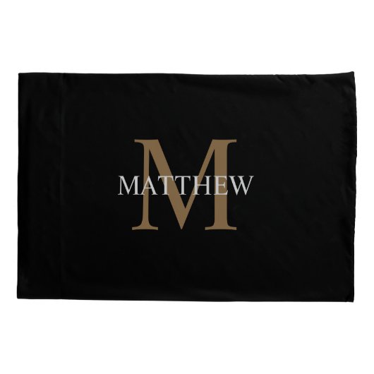 Gepersonaliseerde naam Monogram zwart Kussensloop (Achterkant)