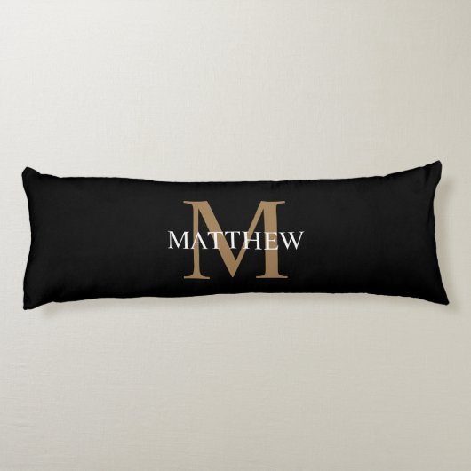 Gepersonaliseerde naam Monogram zwart Lichaamskussen (Achterkant)