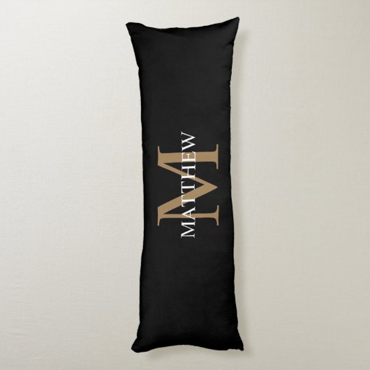 Gepersonaliseerde naam Monogram zwart Lichaamskussen (Achterkant (Verticaal))