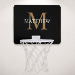 Gepersonaliseerde naam Monogram zwart Mini Basketbalbord<br><div class="desc">Creëer Uw eigen gepersonaliseerde zwarte ronde basketbalhoepel met uw aangepaste naam en monogram.</div>