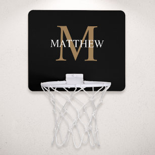 Gepersonaliseerde naam Monogram zwart Mini Basketbalbord