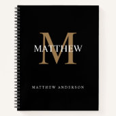 Gepersonaliseerde naam Monogram zwart Notitieboek (Voorkant)