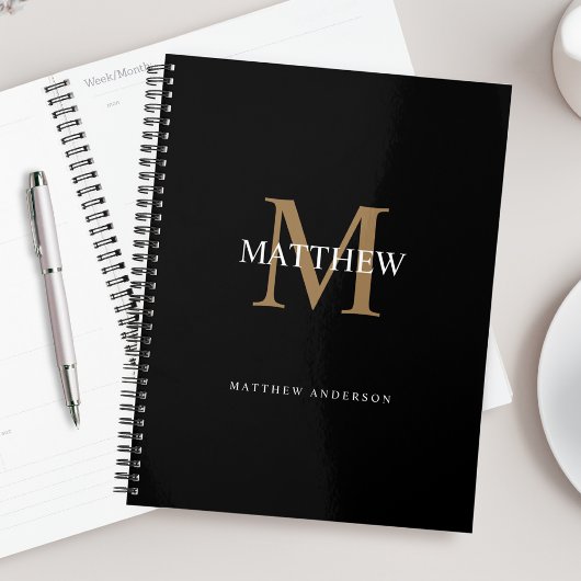 Gepersonaliseerde naam Monogram zwart Planner