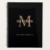 Gepersonaliseerde naam Monogram zwart Planner (Voorkant)