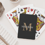 Gepersonaliseerde naam Monogram zwart Pokerkaarten<br><div class="desc">Creëer Uw eigen gepersonaliseerde zwarte ronde speelkaarten met uw aangepaste naam en monogram.</div>