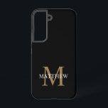 Gepersonaliseerde naam Monogram zwart Samsung Galaxy Hoesje<br><div class="desc">Creëer uw eigen gepersonaliseerde zwarte ronde telefoongeval met uw douanenaam en monogram.</div>
