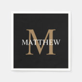 Gepersonaliseerde naam Monogram zwart Servet (Voorkant)