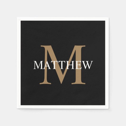 Gepersonaliseerde naam Monogram zwart Servet (Voorkant)