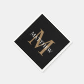 Gepersonaliseerde naam Monogram zwart Servet (Hoek)