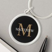 Gepersonaliseerde naam Monogram zwart Sleutelhanger