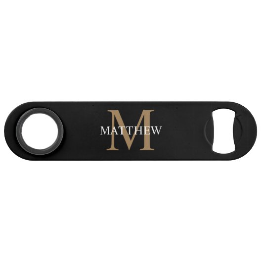 Gepersonaliseerde naam Monogram zwart Speed Flessenopener (Voorkant (Horizontaal))