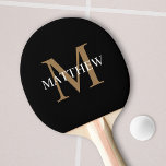 Gepersonaliseerde naam Monogram zwart Tafeltennisbatje<br><div class="desc">Creëer Uw eigen gepersonaliseerde zwarte ronde ping pong paddle met uw aangepaste naam en monogram.</div>