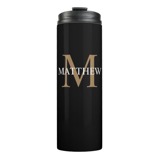 Gepersonaliseerde naam Monogram zwart Thermosbeker (Voorkant)