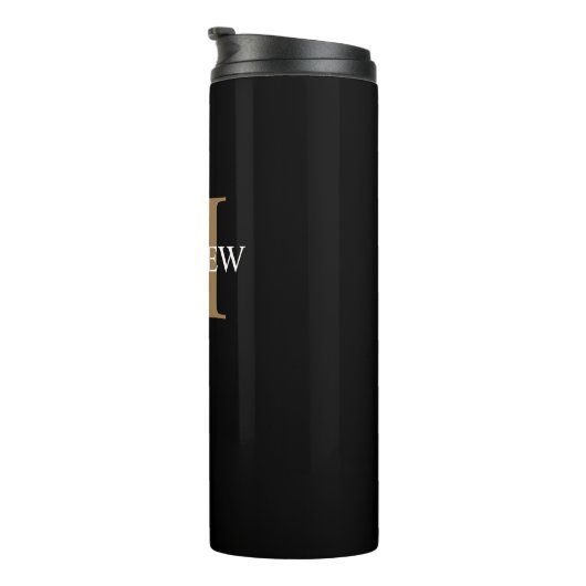 Gepersonaliseerde naam Monogram zwart Thermosbeker (Geroteerd rechts)