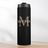 Gepersonaliseerde naam Monogram zwart Thermosbeker