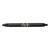 Gepersonaliseerde naam Monogram zwart Zwarte Inkt Pen (Voorkant)