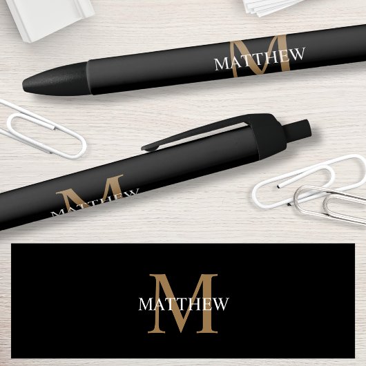 Gepersonaliseerde naam Monogram zwart Zwarte Inkt Pen