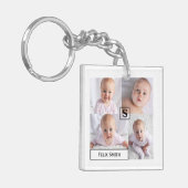 Gepersonaliseerde naam Monogrammed 4 Foto Collage Sleutelhanger (Voorkant Links)