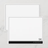 Gepersonaliseerde naam Monogrammed Black Border Notitiekaartje (Voorkant / Achterkant)