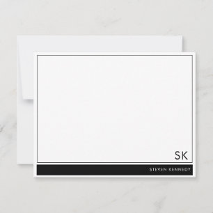 Gepersonaliseerde naam Monogrammed Black Border Notitiekaartje