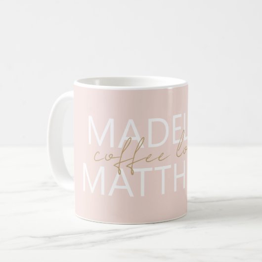 Gepersonaliseerde naam Monogrammed Moderne Koffee  Koffiemok (Voorkant links)