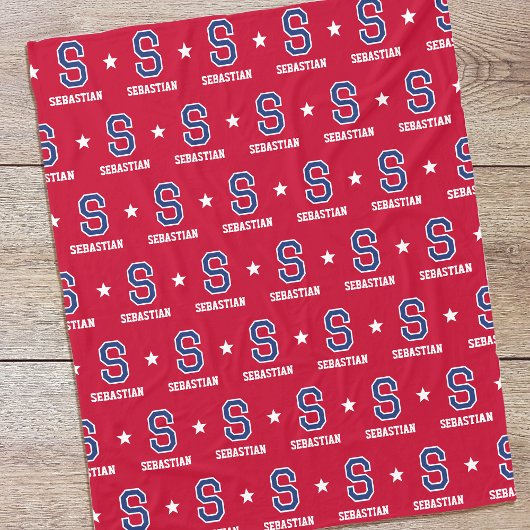 Gepersonaliseerde naam Monogrammed Star Crimson Na Fleece Deken