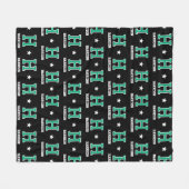 Gepersonaliseerde naam Monogrammed Star Green Blac Fleece Deken (Voorkant (Horizontaal))