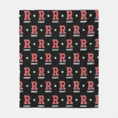 Gepersonaliseerde naam Monogrammed Star Red Black Fleece Deken (Voorkant)
