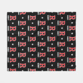 Gepersonaliseerde naam Monogrammed Star Red Black Fleece Deken (Voorkant (Horizontaal))