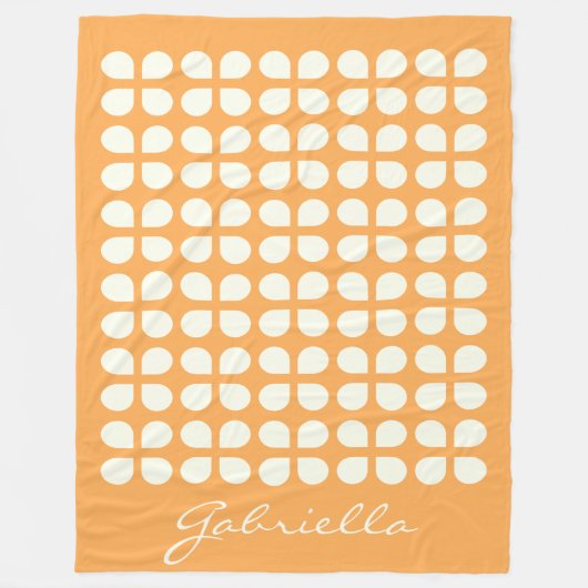 Gepersonaliseerde naam Mosterd Geel Geometrische W Fleece Deken (Voorkant)