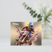 Gepersonaliseerde naam Motorcross Briefkaart (Staand voorkant)