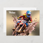 Gepersonaliseerde naam Motorcross Briefkaart (Voorkant / Achterkant)