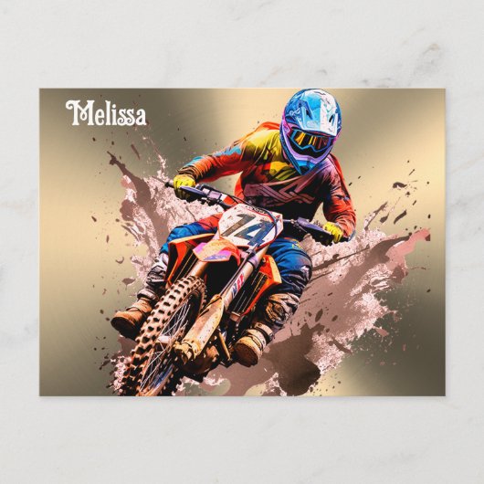 Gepersonaliseerde naam Motorcross Briefkaart (Voorkant)