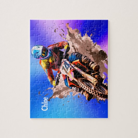 Gepersonaliseerde naam Motorcross Puzzel (Verticaal)