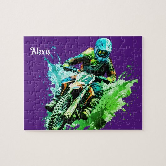 Gepersonaliseerde naam Motorcross Puzzel (Horizontaal)