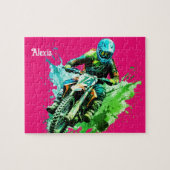 Gepersonaliseerde naam Motorcross Puzzel Legpuzzel (Horizontaal)