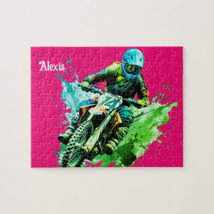 Gepersonaliseerde naam Motorcross Puzzel Legpuzzel