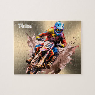 Gepersonaliseerde naam Motorcross Puzzel Legpuzzel