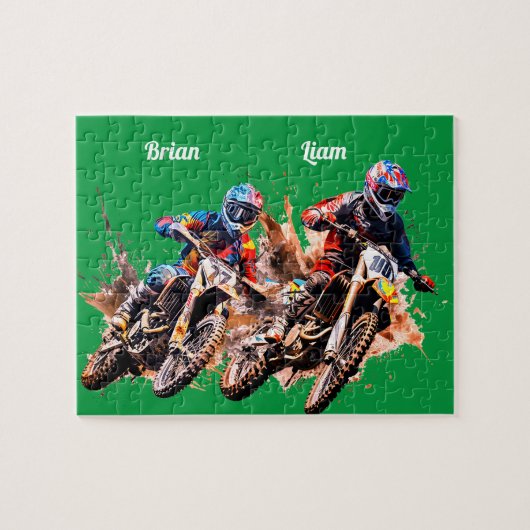 Gepersonaliseerde naam Motorcross Puzzel Legpuzzel (Horizontaal)