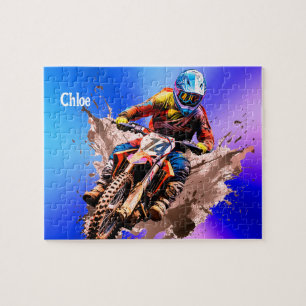 Gepersonaliseerde naam Motorcross Puzzel Legpuzzel