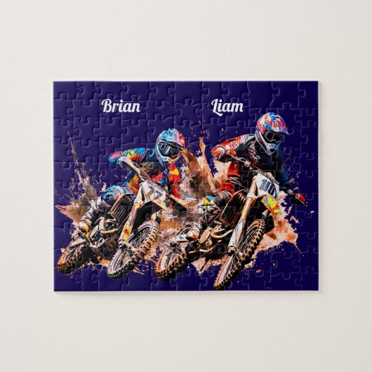 Gepersonaliseerde naam Motorcross Puzzel Legpuzzel (Horizontaal)