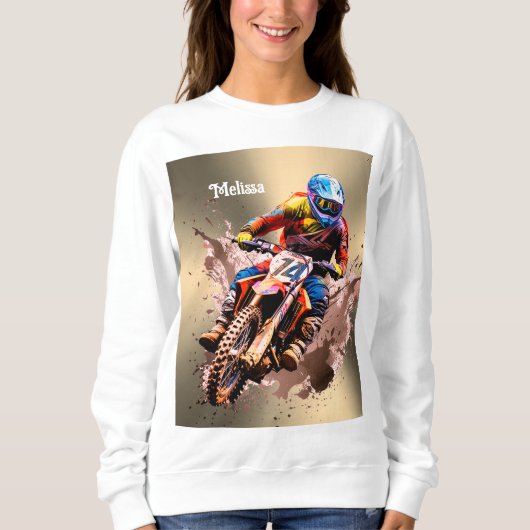 Gepersonaliseerde naam Motorcross Puzzel Trui (Voorkant)